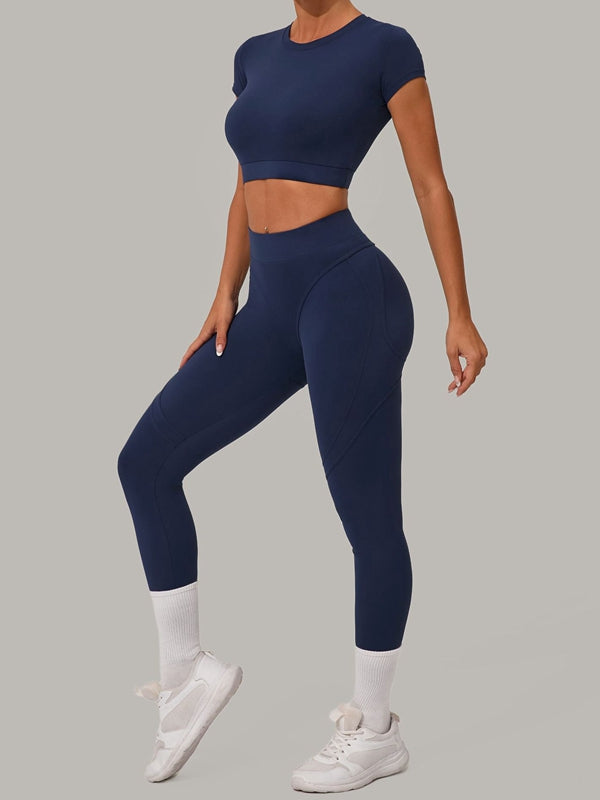 ZASUWA Female Sexy Round Collar Cropped Short Sleeves