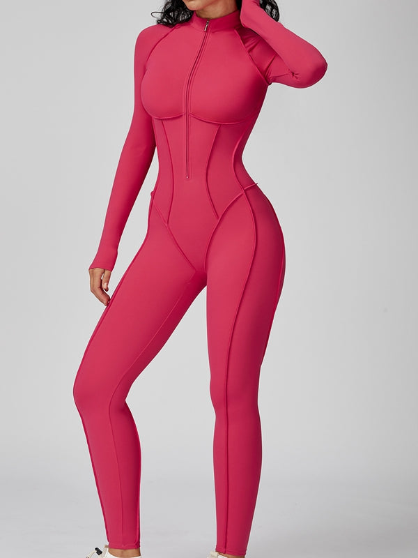ZASUWA Female Sexy Zipper Stitch Performance Jumpsuit