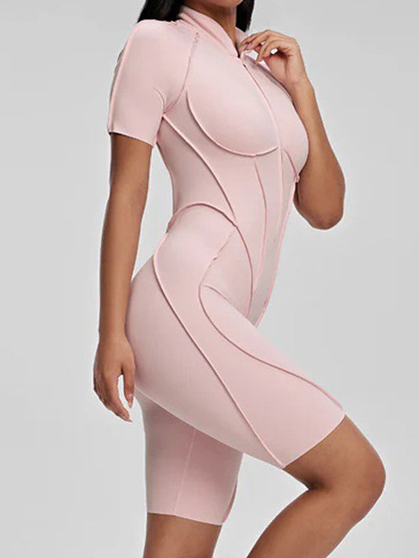 ZASUWA Female Sexy Backless Zipper Scrunch Bum Jumpsuit