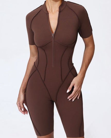 ZASUWA Female Sexy Zipper Booty Romper