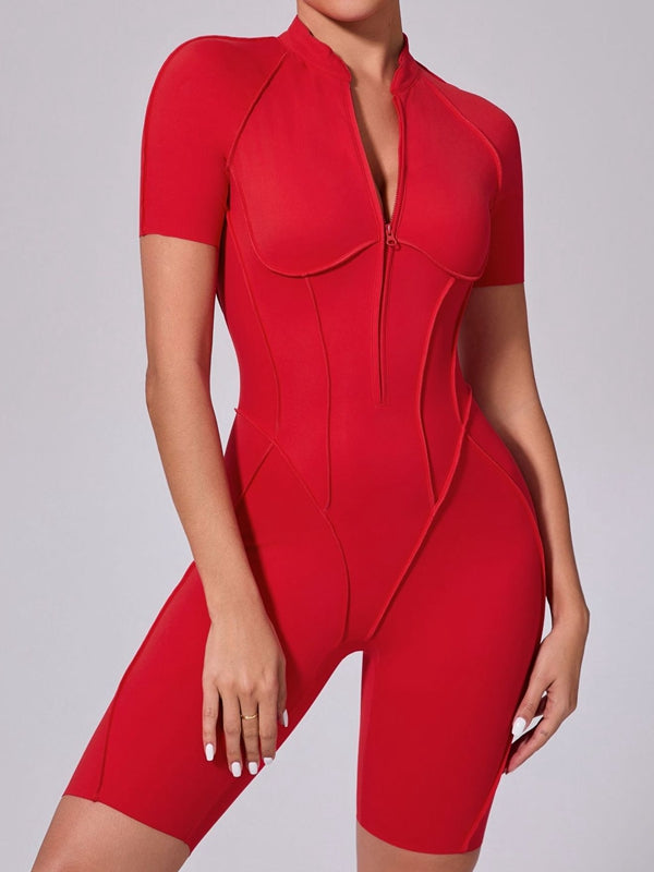 ZASUWA Female Sexy Backless Zipper Scrunch Bum Jumpsuit