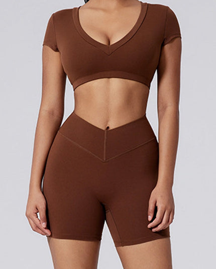 ZASUWA Female V Collar Backless Short Sleeves