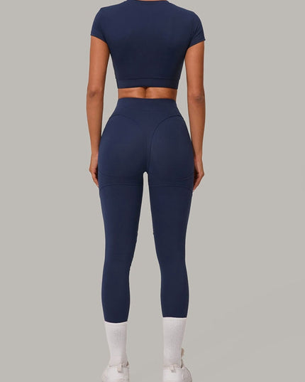 ZASUWA Female Sexy Round Collar Cropped Short Sleeves