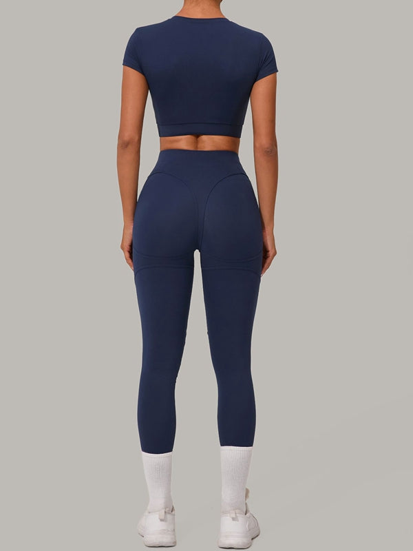 ZASUWA Female Sexy Round Collar Cropped Short Sleeves