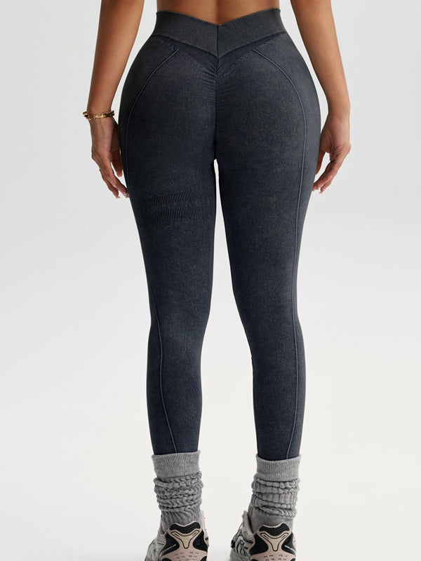 ZASUWA Female Deep V Back Tie-dye Leggings