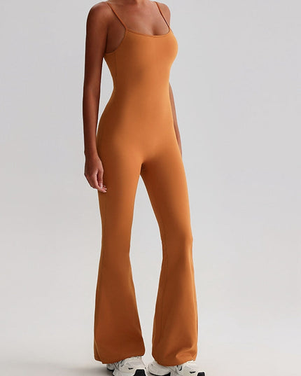 ZASUWA Female U Collar Backless Flare Jumpsuits