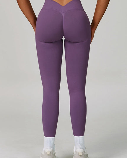 ZASUWA Female Deep V Back Seamless High-rise Leggings