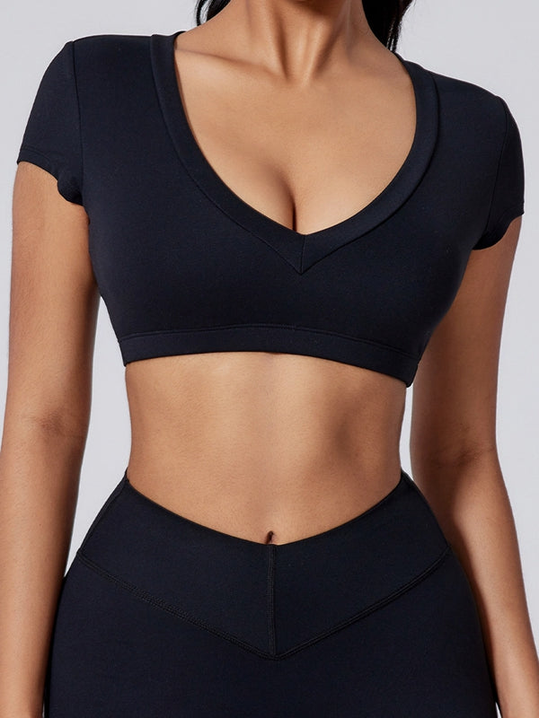 ZASUWA Female V Collar Backless Short Sleeves