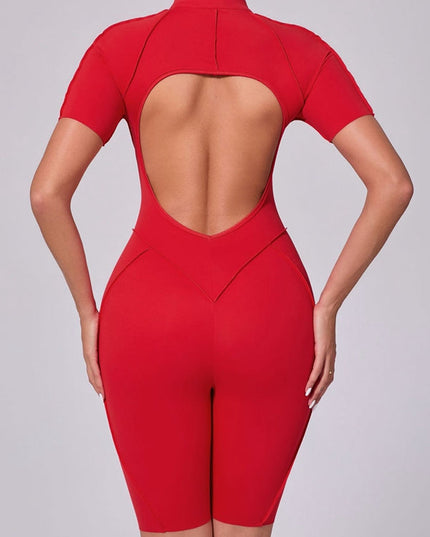 ZASUWA Female Sexy Backless Zipper Scrunch Bum Romper