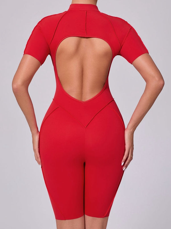 ZASUWA Female Sexy Backless Zipper Scrunch Bum Romper