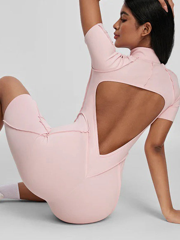 ZASUWA Female Sexy Backless Zipper Scrunch Bum Jumpsuit