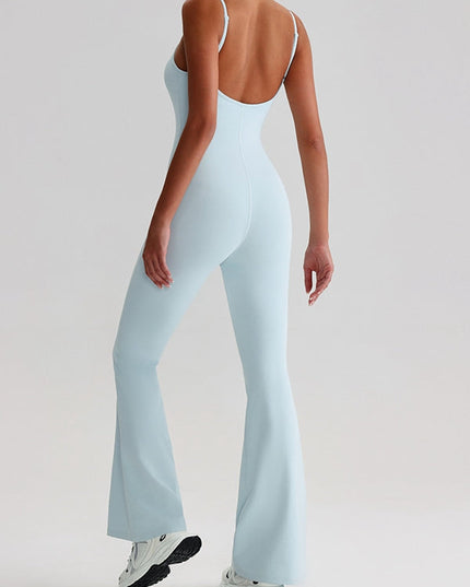 ZASUWA Female U Collar Backless Flare Jumpsuits