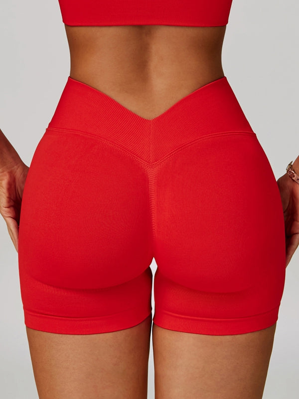 ZASUWA Female Deep V Back Seamless High-rise Short Tracksuit