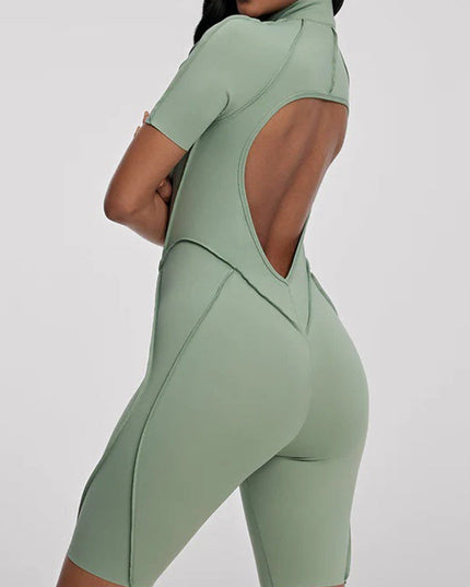 ZASUWA Female Sexy Backless Zipper Scrunch Bum Jumpsuit