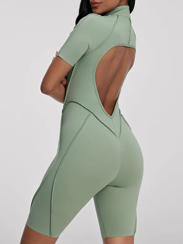 ZASUWA Female Sexy Backless Zipper Scrunch Bum Jumpsuit