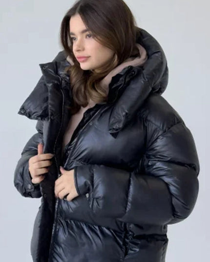 ZASUWA Female Pocket Zipper Warm With Hat Coat Jacket