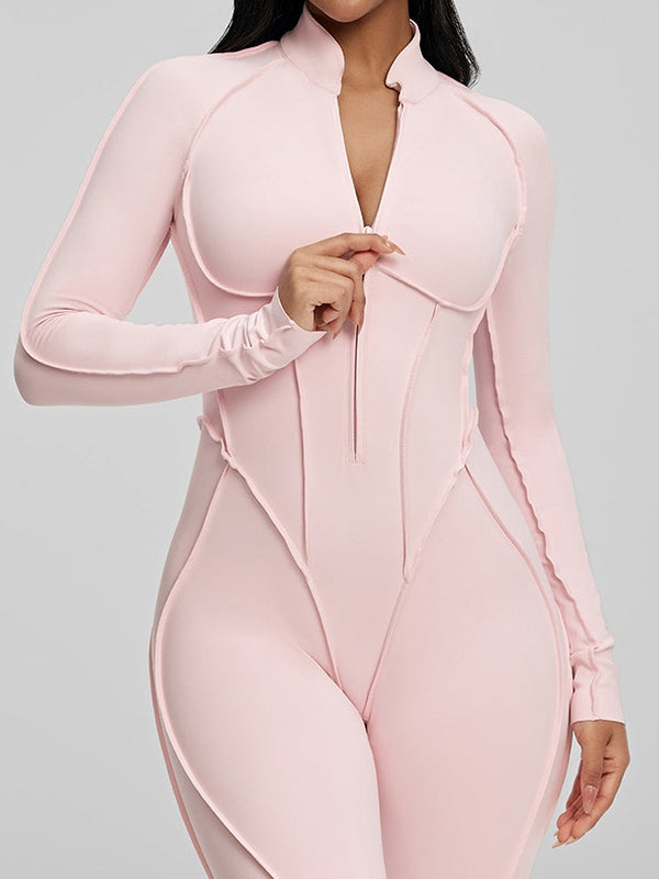 ZASUWA Female Sexy Backless Zipper Scrunch Bum Jumpsuit