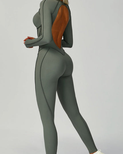 ZASUWA Female Heart Backless Long Sleeves Jumpsuit