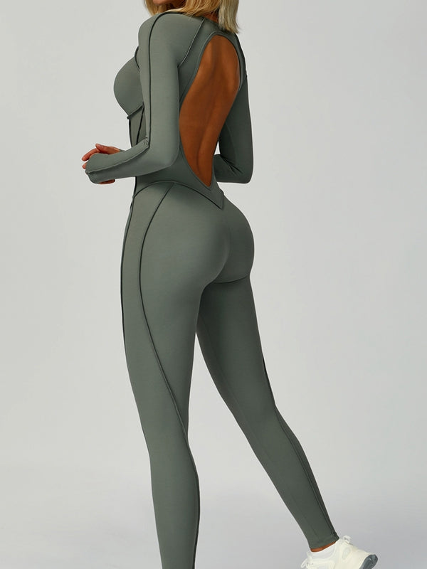 ZASUWA Female Heart Backless Long Sleeves Jumpsuit