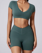 Dark Cyan / S / Shorts+Short Sleeves