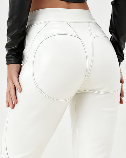 ❤ZASUWA Female Sexy Faux Leather Push Up Design Lace-up Leggings