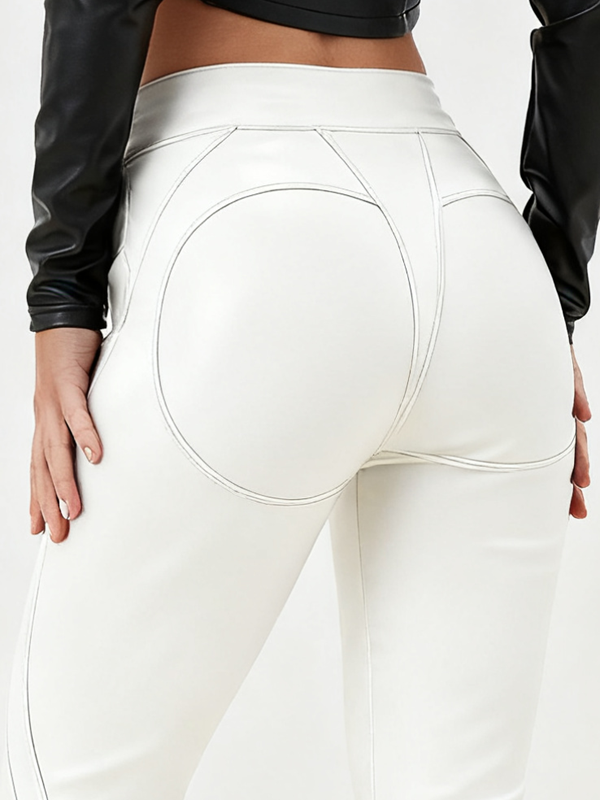 ❤ZASUWA Female Sexy Faux Leather Push Up Design Lace-up Leggings