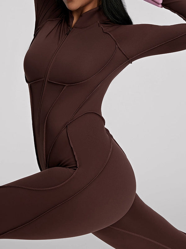 ZASUWA Female Sexy Zipper Stitch Performance Jumpsuit