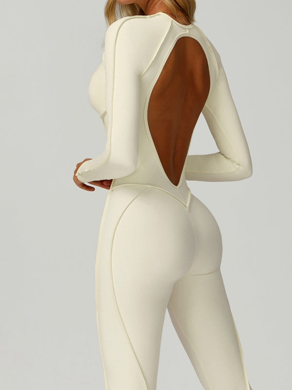 ZASUWA Female Heart Backless Long Sleeves Jumpsuit