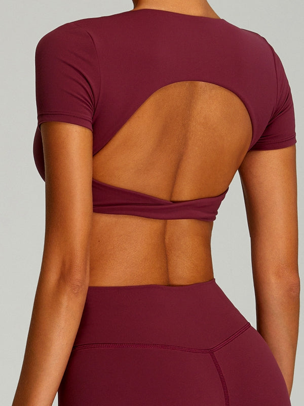 ZASUWA Female Twist Hollow Out Short Sleeves