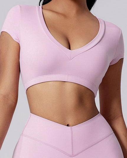 ZASUWA Female V Collar Backless Short Sleeves