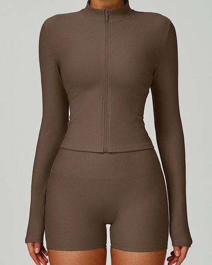 ZASUWA Female Ribbed 3-Pieces Short Traksuit