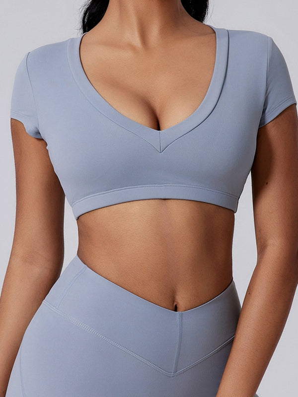 ZASUWA Female V Collar Backless Short Sleeves