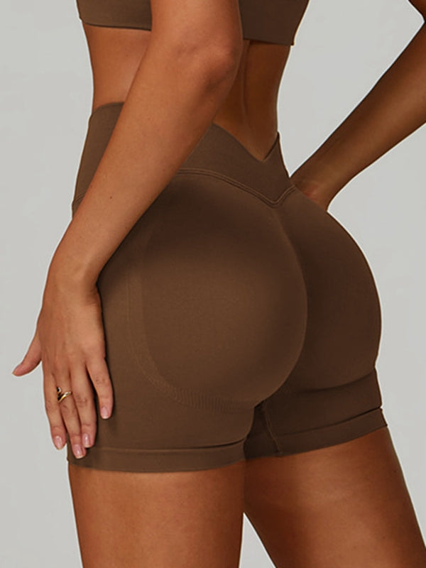 ZASUWA Female Deep V Back Seamless High-rise Shorts