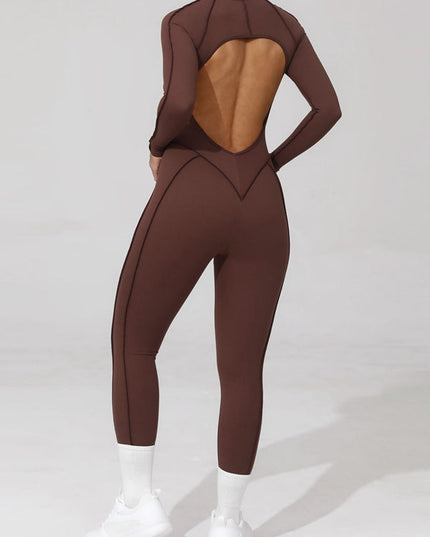 ZASUWA Female Sexy Backless Zipper Scrunch Bum Jumpsuit