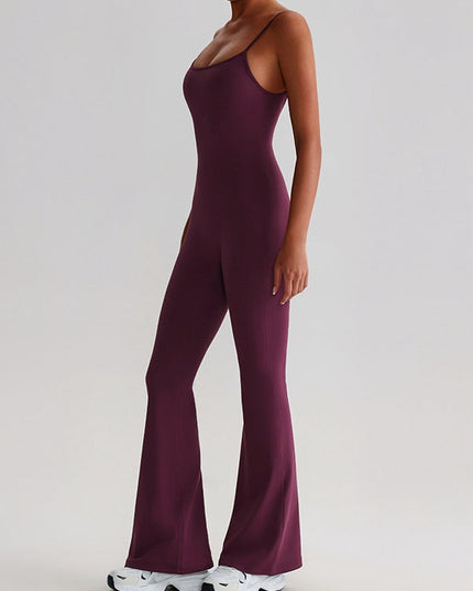 ZASUWA Female U Collar Backless Flare Jumpsuits