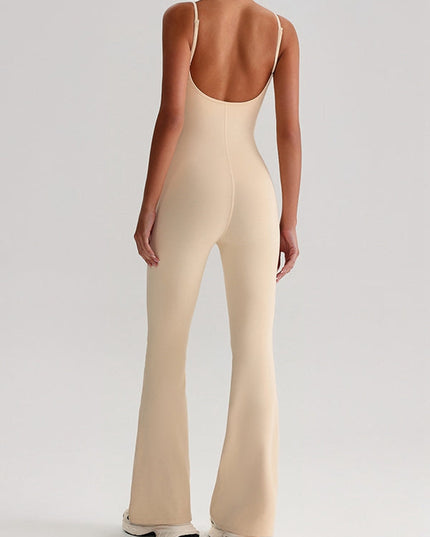 ZASUWA Female U Collar Backless Flare Jumpsuits