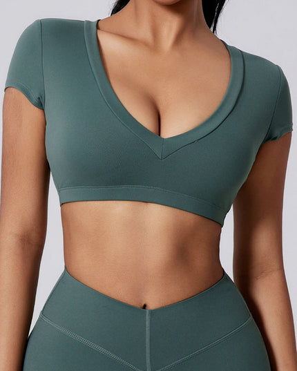 ZASUWA Female V Collar Backless Short Sleeves