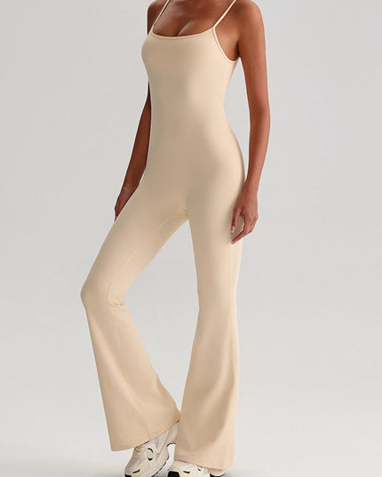 ZASUWA Female U Collar Backless Flare Jumpsuits