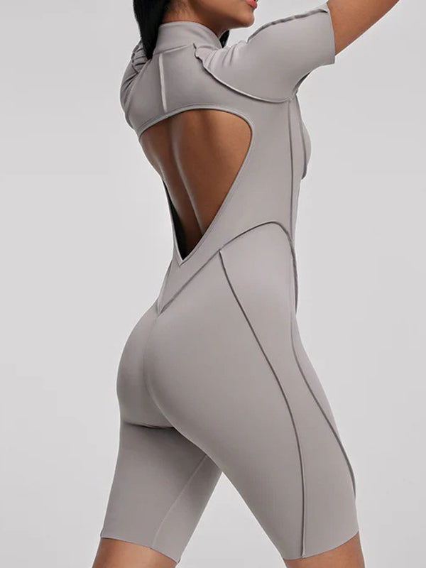 ZASUWA Female Sexy Backless Zipper Scrunch Bum Jumpsuit