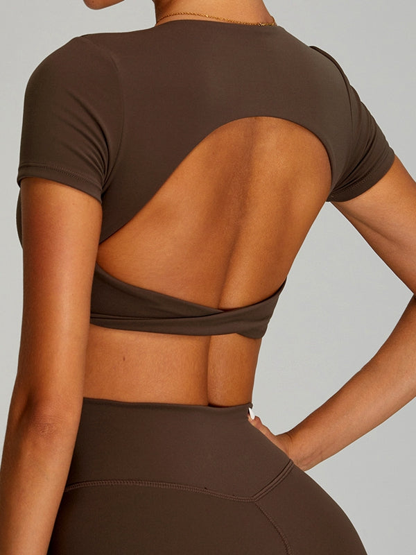 ZASUWA Female Twist Hollow Out Short Sleeves