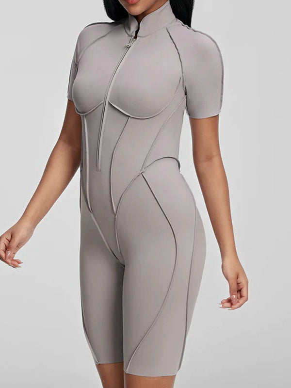 ZASUWA Female Sexy Backless Zipper Scrunch Bum Romper