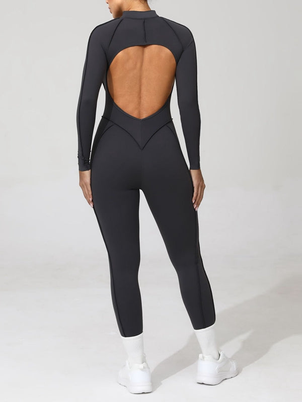 ZASUWA Female Sexy Backless Zipper Scrunch Bum Jumpsuit
