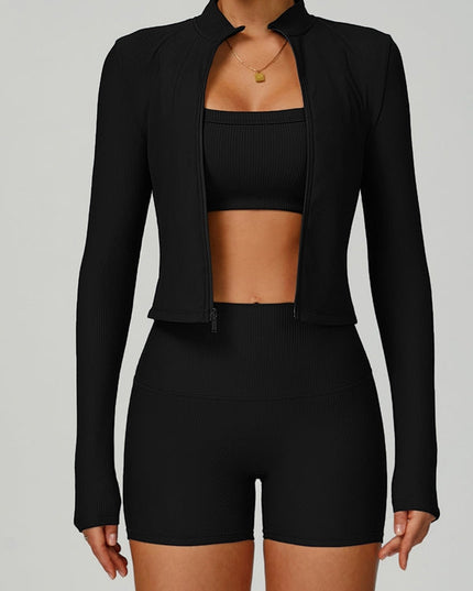 ZASUWA Female Ribbed 3-Pieces Short Traksuit