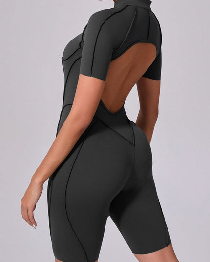 ZASUWA Female Sexy Backless Zipper Scrunch Bum Jumpsuit