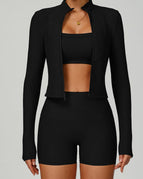 Black / S / Shorts+Bras+Jacket