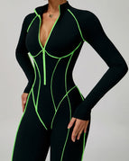 Green / S / Long Sleeves Jumpsuit