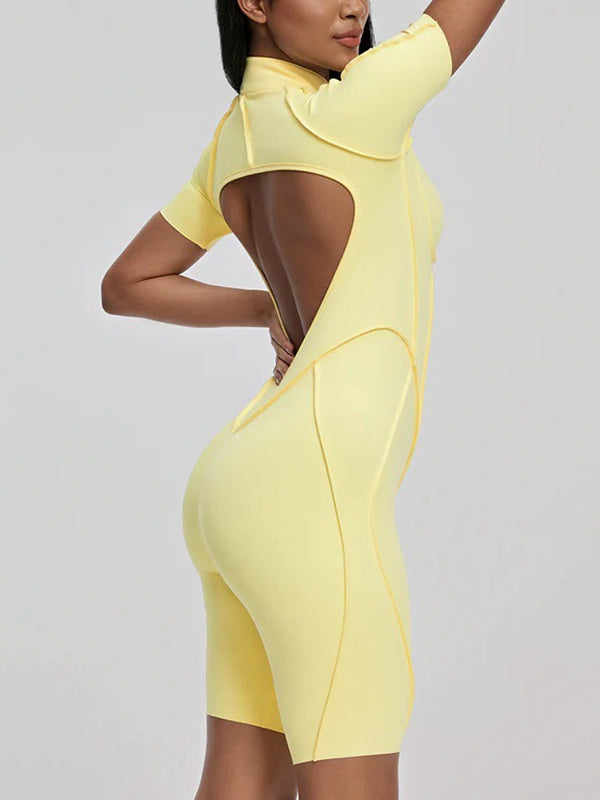 ZASUWA Female Sexy Backless Zipper Scrunch Bum Jumpsuit