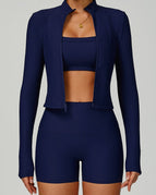 Navy / S / Shorts+Bras+Jacket