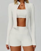 White / S / Shorts+Bras+Jacket