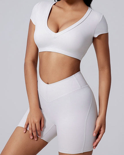 ZASUWA Female V Collar Backless Short Sleeves